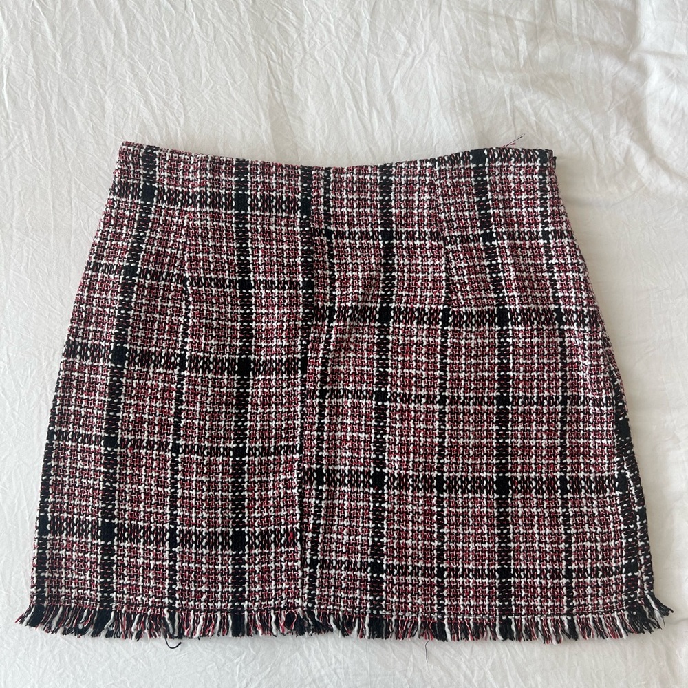 Plaid Tweed Skirt
